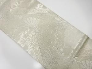 檜扇に菊模様織出し袋帯